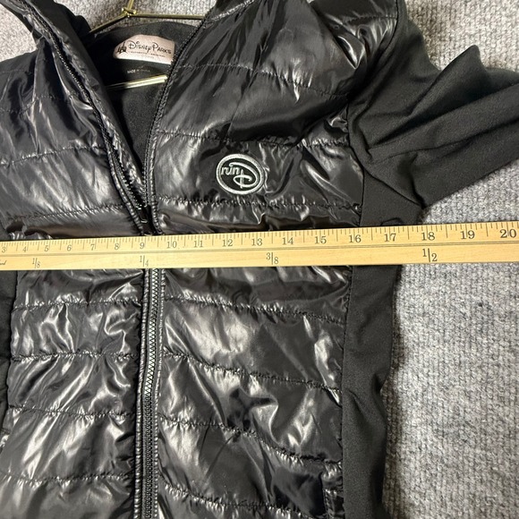 Disney Parks Run Disney Mickey Mouse Puffer Jacket Full Zip Hooded Black Women S - Picture 8 of 9